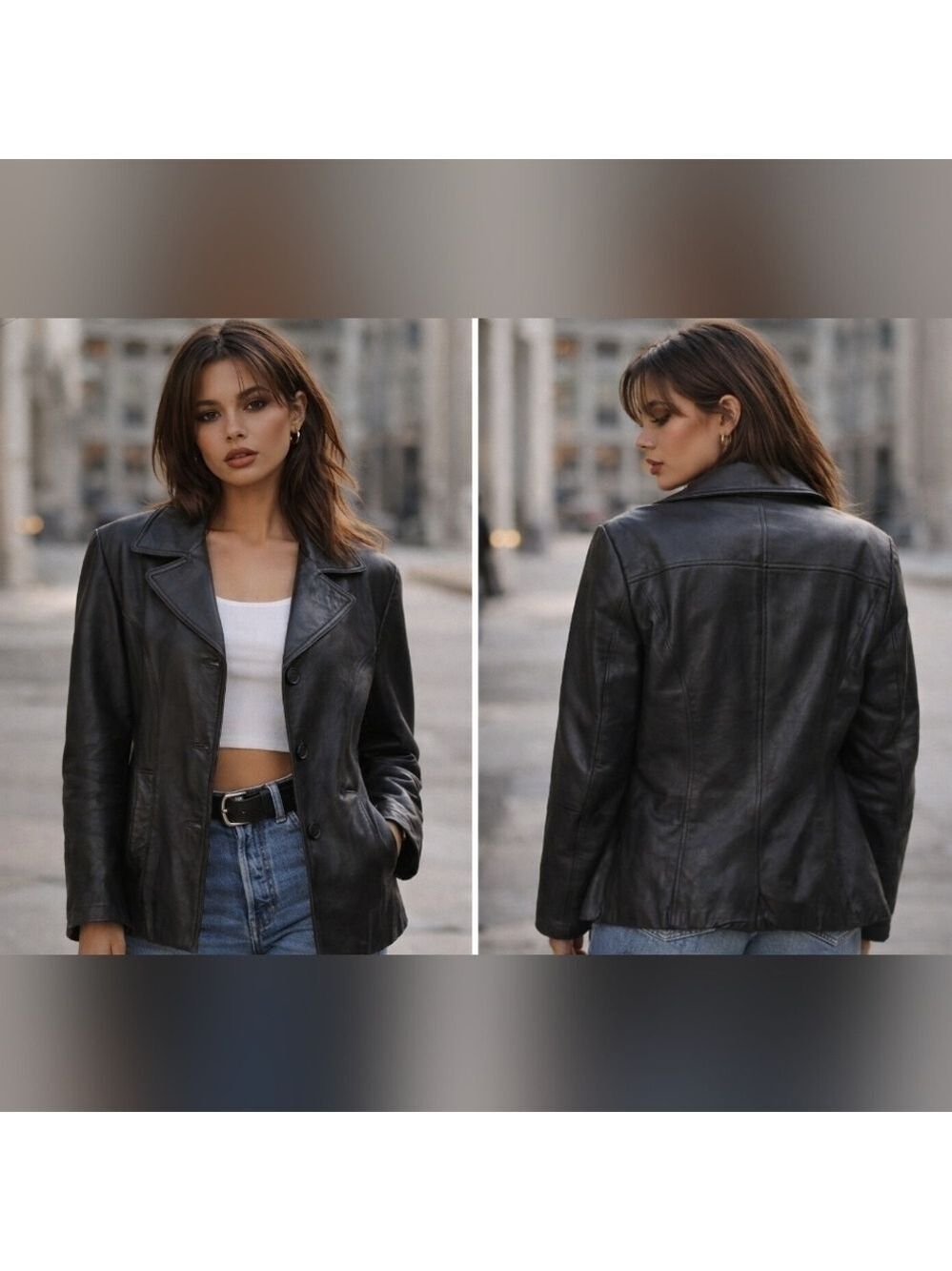 M • Wilsons Leather Maxima • Vintage 100% Genuine Leather Y2K Jacket